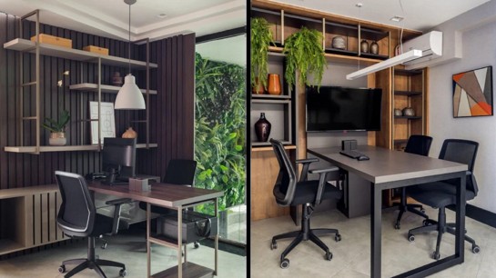 Duas soluções versáteis com mesa embutida no móvel e que podem ser adaptadas para o home office, feitas pela Criare Recreio do Rio de Janeiro. Fotos Luiza Scherer